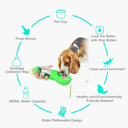 300/500ml Pet Water Food Dispenser 3 in 1 Leak Proof Pet Dog Water Bottle with Trash Bag Box and Shovel Dog Food Feeder Cat