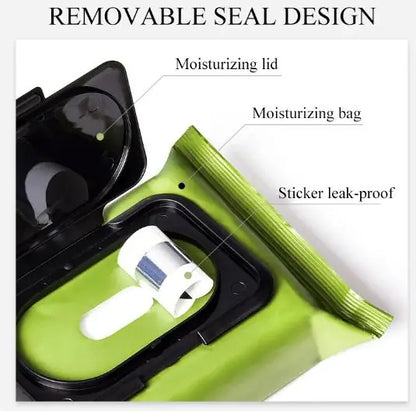 Non-irritating makeup wipes with avocado extract in resealable moisturizing green packaging with leak-proof seal