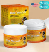 Dropdash bee venom pain relief cream jars with orange packaging for muscle and joint relief