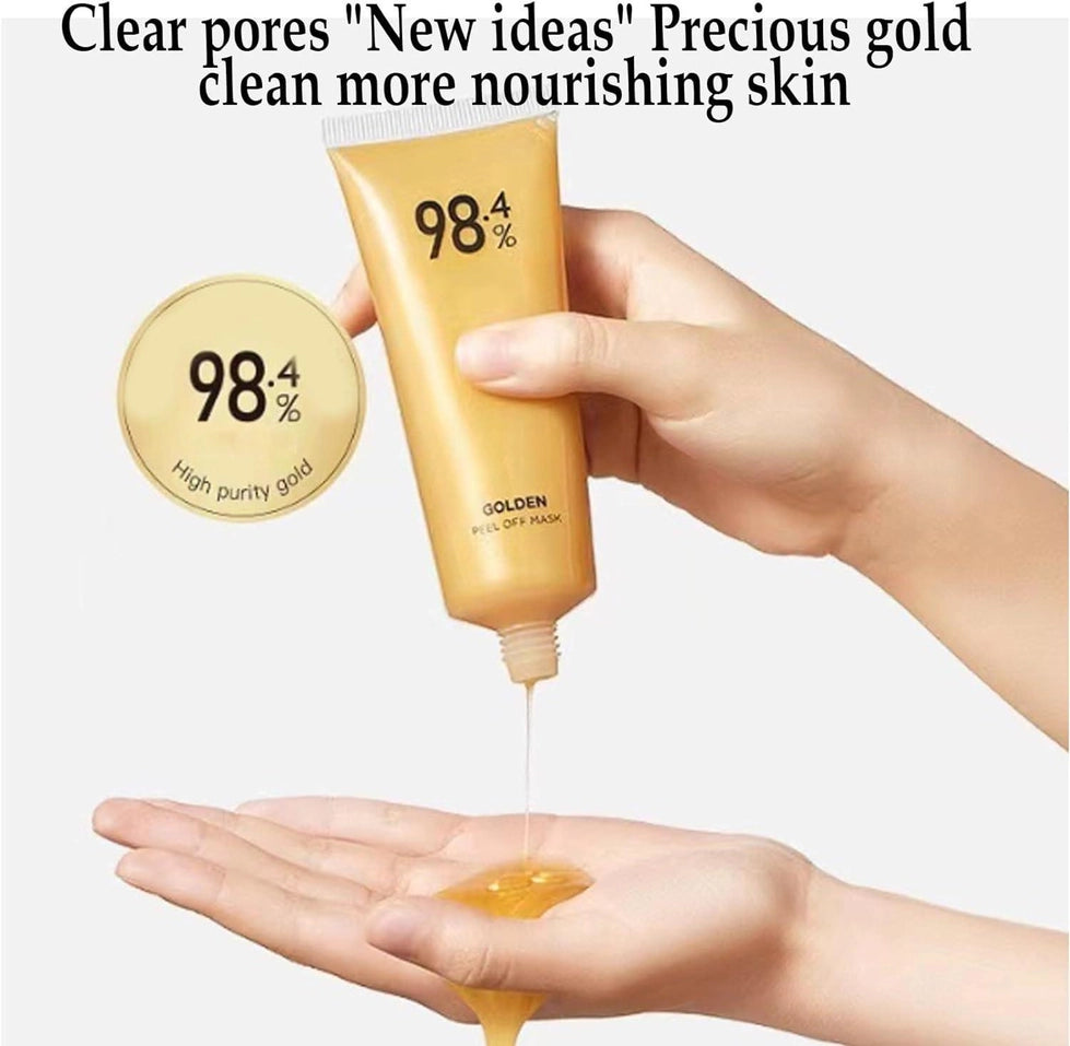 1690 deep cleansing gold face mask pouring golden gel from tube into hand for nourishing skin
