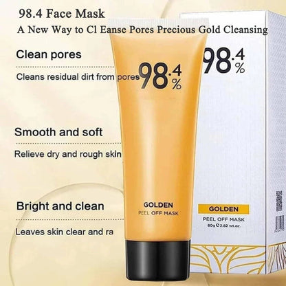 Golden peel off 98.4 face mask tube and box for deep cleansing gold face mask with smooth skin benefits