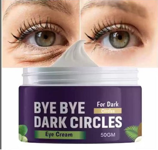 Bye Bye Dark Circles eye cream to reduce dark circles naturally shown with before and after eye close-up