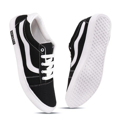 Black and white men's casual shoes with white laces and rubber soles comfortable everyday shoes for men
