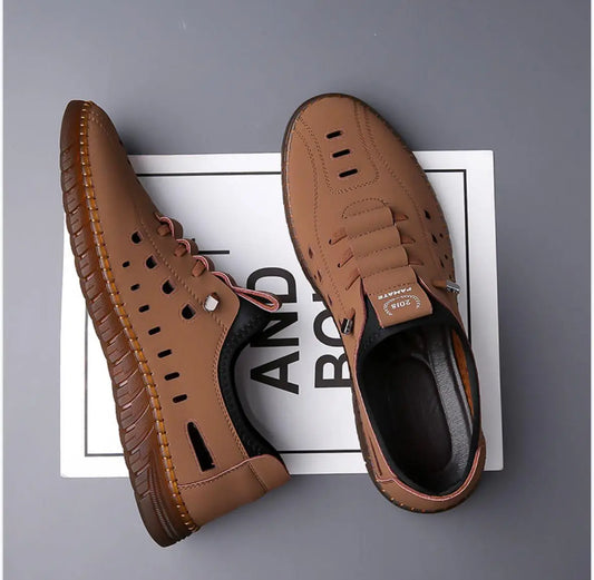 Men’s comfortable slip on tan shoes with breathable design and flexible sole for casual wear