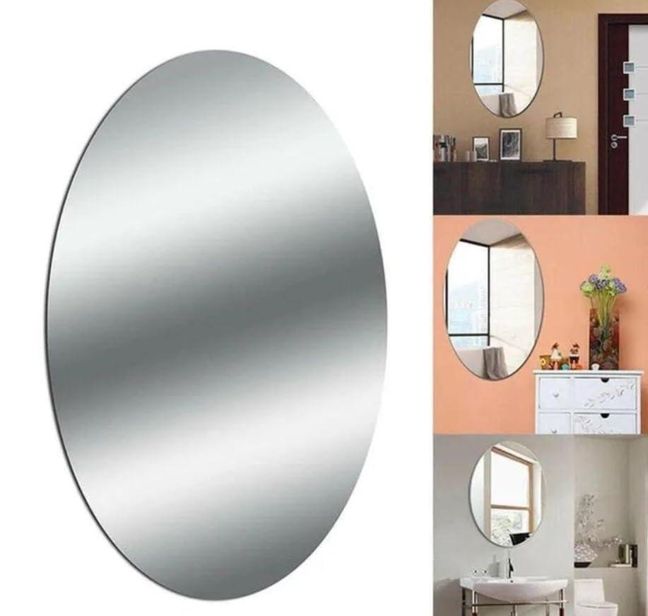 Set of oval contemporary mirror pack of 2 for modern home decor and makeup application