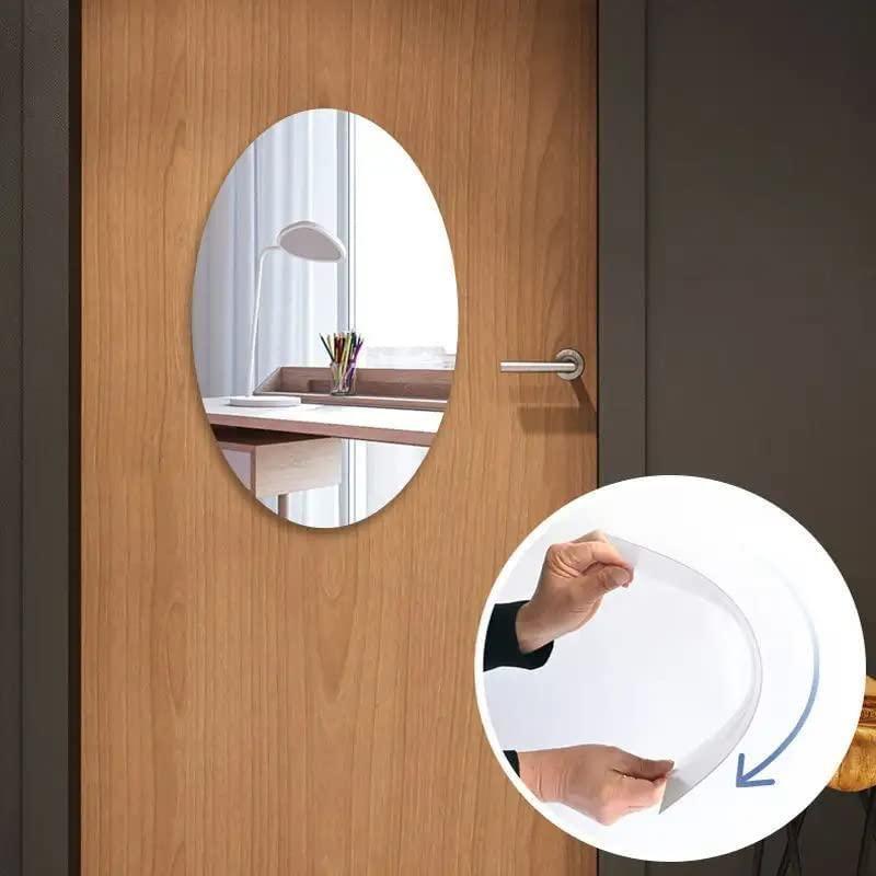Contemporary mirror pack of 2 oval wall makeup mirrors with easy peel protective film