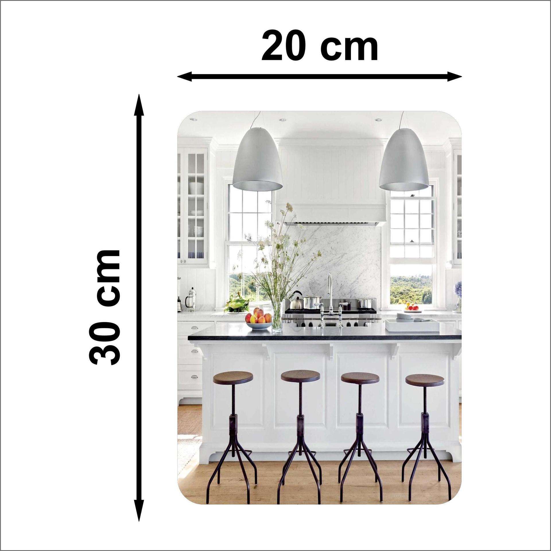 Contemporary mirror pack of 2 showing dimensions 20 cm by 30 cm with kitchen reflection