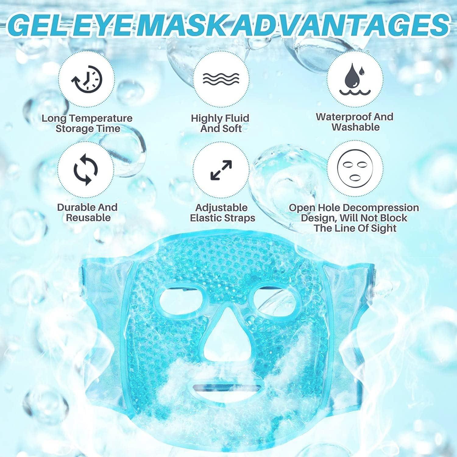 Cooling gel face mask with adjustable elastic straps waterproof washable and reusable for decompression