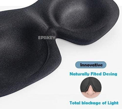 Black light blocking eye mask with contoured design for total blockage of light and natural fit