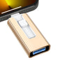 RuchiVerse high speed metal USB flash drive in gold color connected to smartphone