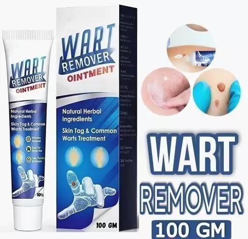 Natural herbal wart remover ointment for skin tag and common warts treatment in a 100 gm tube and box