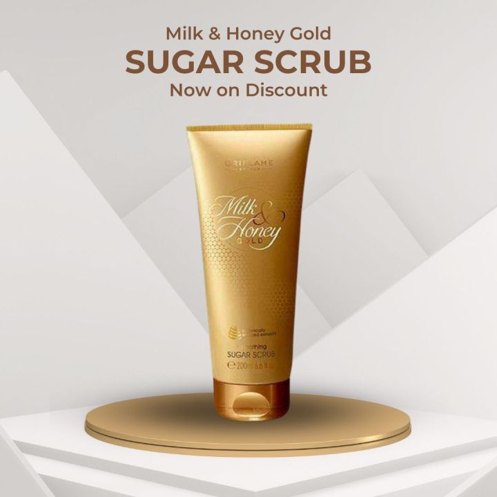 Milk and Honey Gold Sugar Scrub tube, best body scrub for glowing skin with natural ingredients