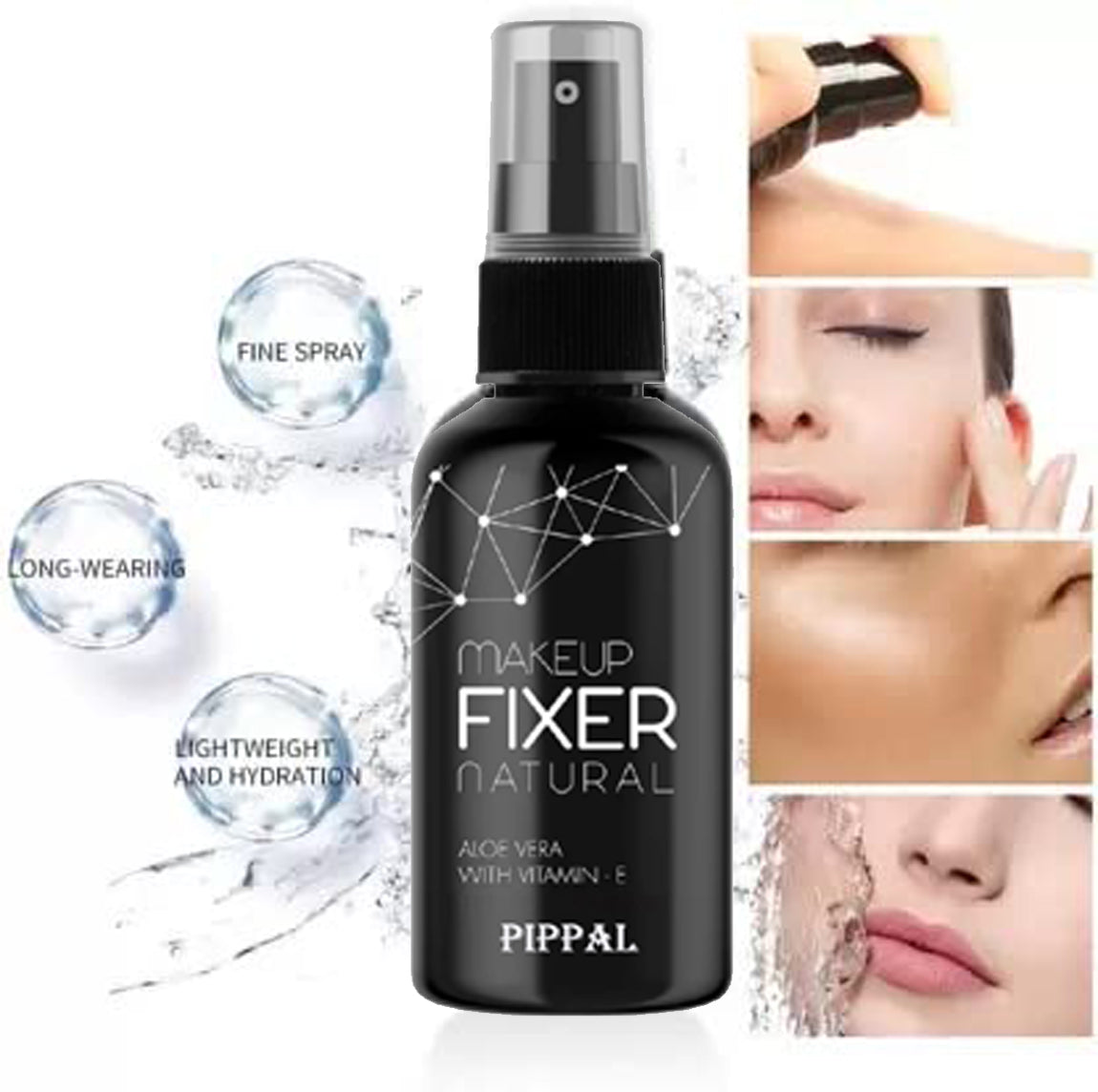 Pippal Makeup Fixer Natural long-lasting hydrating makeup spray with aloe vera and vitamin E