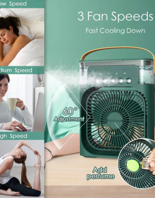 Dropdash portable misting fan for cars with 3 fan speeds 60 degree adjustment and perfume addition feature