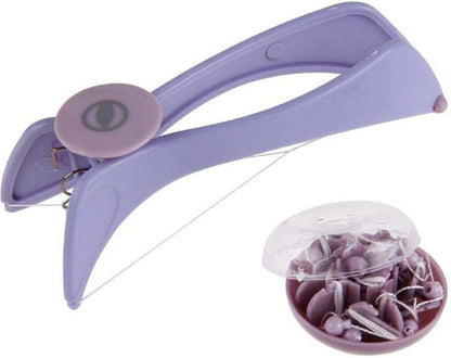 Purple precision eyebrow tweezers and epilator with replacement heads for precise eye makeup removal