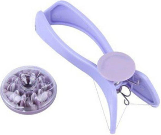 Purple precision eyebrow tweezers and epilator tool with interchangeable heads for hair removal