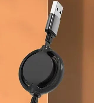 RuchiVerse black retractable 3 in 1 fast charging cable with USB connector for multiple devices