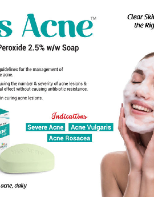 Dropdash 2.5% benzoyl peroxide face soap bar for severe acne with woman applying foamy cleanser