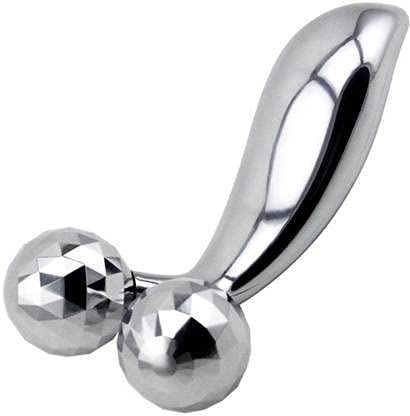 Deep tissue stainless steel massager with dual faceted rolling balls for muscle relief
